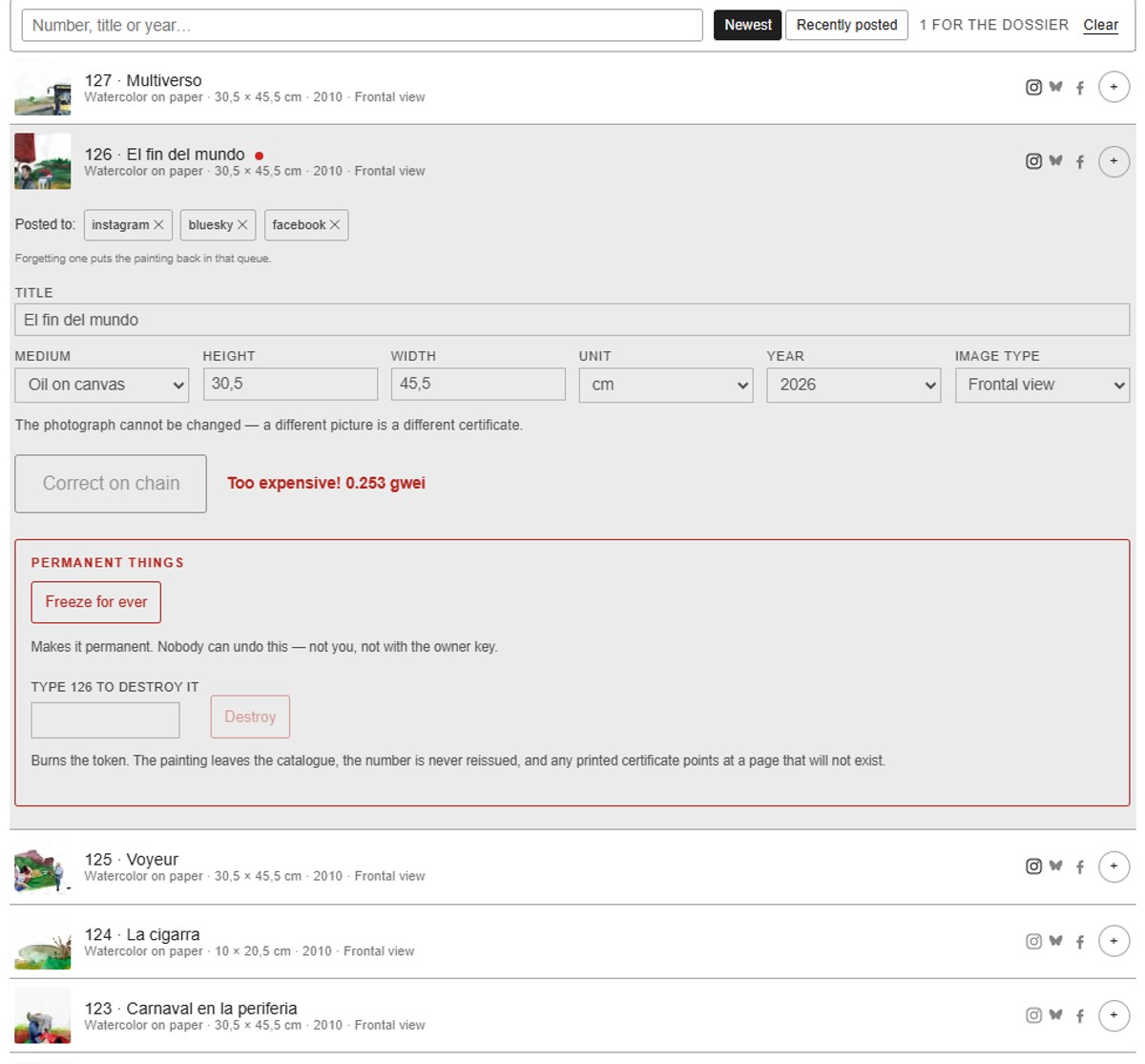 The page the catalogue is managed from, behind a sign-in